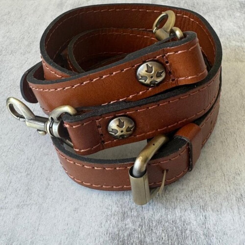 CLIP-ON PATRICIA NASH BROWN TAN LEATHER REPLACEMENT SHOULD XBODY STRAP NEW